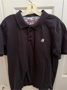 Robert Graham Black Polo with Small Skull Crest